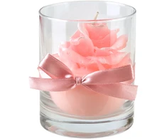 Mondex ROSE žvakė, stiklinė, 8x9,5 cm, rausvo vaško