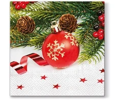 Mondex Serwetki 33x33 Raudona bauble 20szt