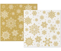 Mondex Serwetki DINNER AIRLAID 40X40cm 12szt fizelina Reverse Design Snowflakes auksinis-baltas