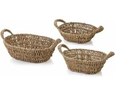 Affek Design AMPARO 3 KREPŠIŲ RINKINYS Ovalus30x23x9/27x20x8/24x17x7cm žolė