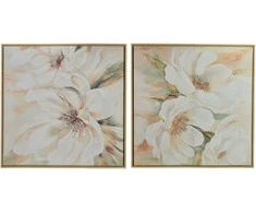 Mondex Since 1986 INGA 2 paveikslų rinkinys 60x60cm baltos gėlės