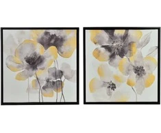 Mondex Since 1986 INGA 2 paveikslų rinkinys 40x40cm juodos ir auksinės gėlės