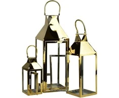 Mondex Since 1986 LEVI GOLD Komplet 3 latarni 18x18x53/14x14x41/10x10x25cm
