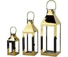Mondex Since 1986 LEVI GOLD Komplet 3 latarni 18x18x53/14x14x41/10x10x25cm