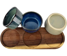 Mondex Since 1986 MODERN KITCHEN Deska su 3 miskami 8,5x8,5x4cm(28x9,5x1,2cm) 110ml