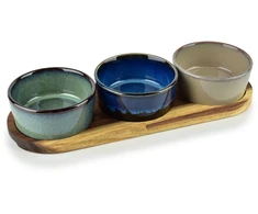 Mondex Since 1986 MODERN KITCHEN Deska su 3 miskami 8,5x8,5x4cm(28x9,5x1,2cm) 110ml