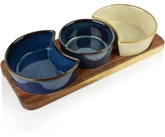 Mondex Since 1986 MODERN KITCHEN Deska su 3 miskami 8,5x42x/11x9,5x3,5cm(26,5x11x1,2cm)2x150ml 120ml