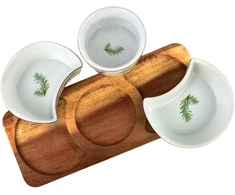 Mondex Since 1986 MODERN KITCHEN Deska su 3 miskami 8,5x42x/11x9,5x3,5cm(26,5x11x1,2cm) 2x150ml+1x120ml rozmaryn