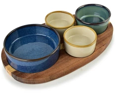 Mondex Since 1986 MODERN KITCHEN Deska su 4 miskami 11x3,58,5x42x/7x3,3cm (28x16x1,2cm) 160ml/120ml/80ml