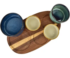 Mondex Since 1986 MODERN KITCHEN Deska su 4 miskami 11x3,58,5x42x/7x3,3cm (28x16x1,2cm) 160ml/120ml/80ml