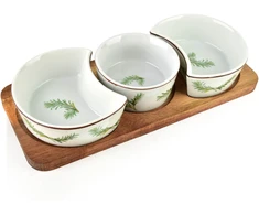 Mondex Since 1986 MODERN KITCHEN Deska su 3 miskami 8,5x42x/11x9,5x3,5cm(26,5x11x1,2cm) 2x150ml+1x120ml rozmaryn