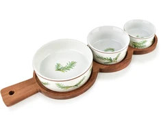 Mondex Since 1986 MODERN KITCHEN Deska su 3 miskami 11x3,5 8,5x4 7x7,3cm (35x12x1,2cm) rozmaryn