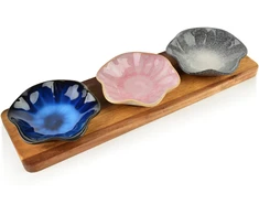 Mondex Since 1986 MODERN KITCHEN Deska su 3 miskami 11x10x3cm (32,5x10x1,2cm) poj.80ml