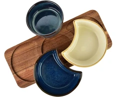 Mondex Since 1986 MODERN KITCHEN Deska su 3 miskami 8,5x42x/11x9,5x3,5cm(26,5x11x1,2cm)2x150ml 120ml