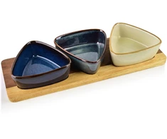 Mondex Since 1986 MODERN KITCHEN Deska su 3 miskami 9x9x3,5cm(28x9,5x1,2cm) 100ml