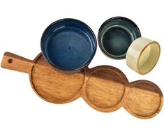 Mondex Since 1986 MODERN KITCHEN Deska su 3 miskami 11x3,5 8,5x47x3,3cm(35x12x1,2cm) 160ml/120ml/80ml