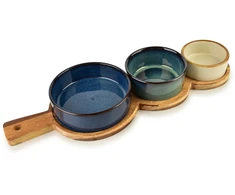 Mondex Since 1986 MODERN KITCHEN Deska su 3 miskami 11x3,5 8,5x47x3,3cm(35x12x1,2cm) 160ml/120ml/80ml
