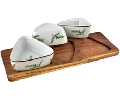 Mondex Since 1986 MODERNI VIRTUVĖS lenta su 3 trikampiais dubenėliais 9,5x4 cm (28x9,5x1,5 cm) rozmarinas 100 ml