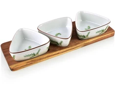 Mondex Since 1986 MODERNI VIRTUVĖS lenta su 3 trikampiais dubenėliais 9,5x4 cm (28x9,5x1,5 cm) rozmarinas 100 ml