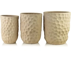 Mondex Since 1986 NEVA BEIGE 3 keraminių užvalkalų rinkinys 39x39x46cm 31.5x31.5x42.5cm 25.5x25.5x39cm