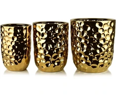 Mondex Since 1986 NEVA GOLD 3 keraminių užvalkalų rinkinys 39x39x46cm 31.5x31.5x42.5cm 25.5x25.5x39cm