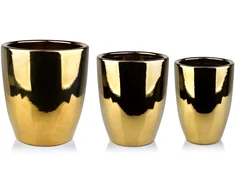 Mondex Since 1986 NEVA GOLD 3 keraminių užvalkalų rinkinys 39x39x42cm 32x32x38.5cm 26x26x35cm