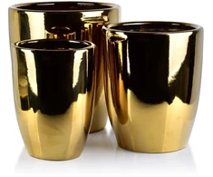 Mondex Since 1986 NEVA GOLD 3 keraminių užvalkalų rinkinys 39x39x42cm 32x32x38.5cm 26x26x35cm