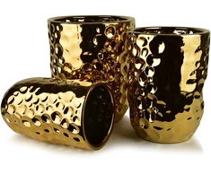 Mondex Since 1986 NEVA GOLD 3 keraminių užvalkalų rinkinys 39x39x46cm 31.5x31.5x42.5cm 25.5x25.5x39cm