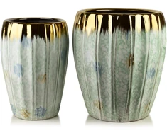 Mondex Since 1986 NEVA Komplet 2 osłonek ceramicznych 41x41x46cm 30x30x42,5cm pastelinis auksinė