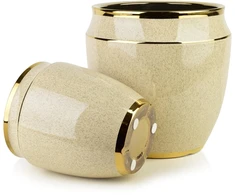 Mondex Since 1986 NEVA Komplet 2 osłonek ceramicznych 31x31x30,5cm 21x21x23cm beż+złoto