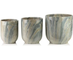 Mondex Since 1986 NEVA MARBLE 3 keraminių užvalkalų rinkinys 28x28x29/23,5x23,5x26,5/19x19x24,5cm