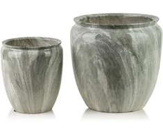 Affek Design Mondex Since 1986 NEVA MARBLE 2 keraminių užvalkalų rinkinys 30,5x30,5x30,5/20,5x20,5x23 cm
