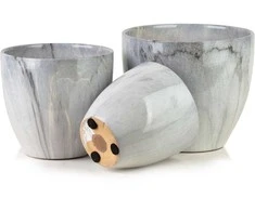 Lumarko Mondex Since 1986 NEVA MARBLE 3 keraminių užvalkalų rinkinys 25x25x21/20,5x20,5x18/16x16x15 cm