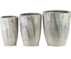 Lumarko Mondex Since 1986 NEVA MARBLE 3 keraminių užvalkalų rinkinys 37x37x45,5/30,5x30,5x42,5/24x24x40 cm