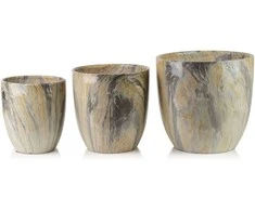 Mondex Since 1986 NEVA MARBLE 3 keraminių užvalkalų rinkinys 30,5x30,5x30,5/26x26x27/20,5x20,5x23 cm