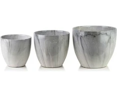 Lumarko Mondex Since 1986 NEVA MARBLE 3 keraminių užvalkalų rinkinys 25x25x21/20,5x20,5x18/16x16x15 cm