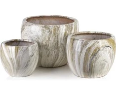 Mondex Since 1986 NEVA MARBLE KOMPLET 3 DONICZEK 37x37x29,5/28x28x24/20x20x19cm