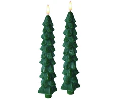 Mondex Since 1986 NIKOLAO Rinkinys 2 žalių eglučių formos stalinių žvakių su LED 5x26 cm