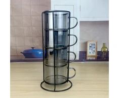 Mondex Since 1986 PETER Pilkas Komplet 4 filiżanek na stojaku 350ml 12,5x12,5x27 cm