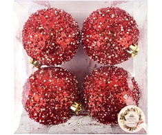 Mondex Since 1986 SANTA LILA 4 kalėdinių rutulių komplektas 12 cm