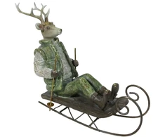 Mondex Since 1986 SANTA LILA Briedžio figūrėlė ant rogučių 29,5x10,5x23,5cm