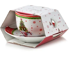 Mondex Since 1986 SANTA LILA Filiżanka ze spodkiem 200ml 9x14x7cm obejma