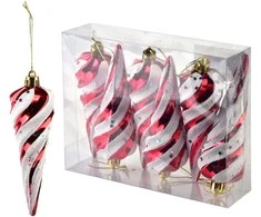 Mondex Since 1986 SANTA LILA 6 raudonų ir baltų niekučių rinkinys 12x4cm