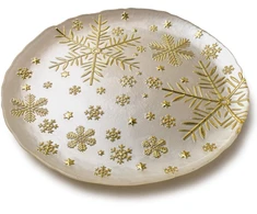 Mondex Since 1986 SANTA LILA Talerz 33x33x2,4cm balta w śnieżynki