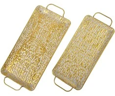 Lumarko VINTAGE GLOW dekoratyvinių padėklų rinkinys, 2 stačiakampiai, 54x26x2,5/47x22x2,5 cm