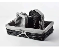 Mondex Since 1986 WILL 3 krepšių rinkinys, juodos spalvos, 39x25x9/19x16x8/19x16x8 cm, pintas
