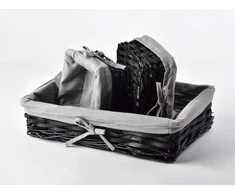 Mondex Since 1986 WILL 3 krepšių rinkinys, juodos spalvos, 39x25x9/19x16x8/19x16x8 cm, pintas
