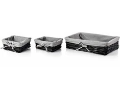 Mondex Since 1986 WILL 3 krepšių rinkinys, juodos spalvos, 39x25x9/19x16x8/19x16x8 cm, pintas