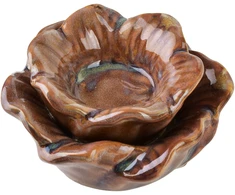 Mondex Since 1986 YARINE žvakidė, gėlė, 11x11x6cm, smėlio spalvos
