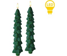 Mondex Since 1986 NIKOLAO Komplet 2 świec choinka zielonestołowe LED 5x26cm